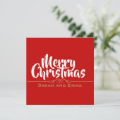 Rote Weihnachtstypografie Feiertagskarte (Stehend Vorderseite)