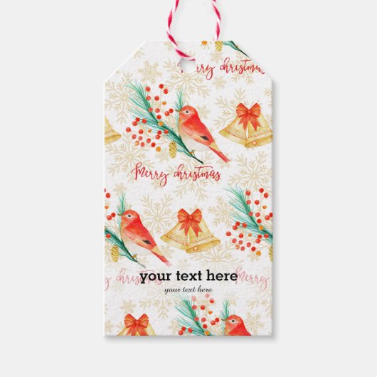 Rote Weihnachtsvögel Geschenkanhänger (Vorderseite)