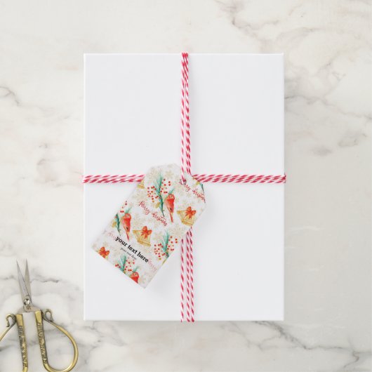 Rote Weihnachtsvögel Geschenkanhänger (Mit Garn)