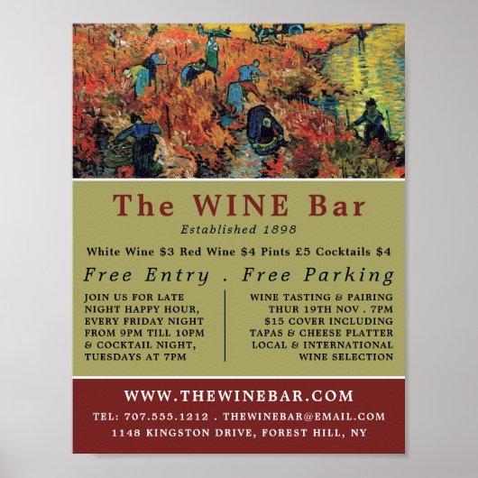 Rote Weinberge, Van Gogh, Bar/Weinkeller Poster (Vorne)