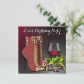 Rote Weine Geburtstagsparty der Frauen Einladung (Stehend Vorderseite)