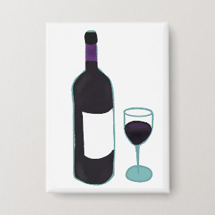 Rote Weinflasche und Glas Button