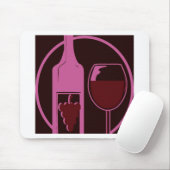 Rote Weinflasche und Glas Mousepad (Mit Mouse)