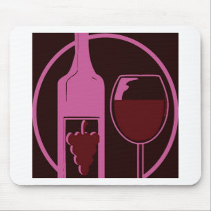 Rote Weinflasche und Glas Mousepad