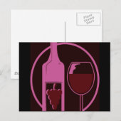 Rote Weinflasche und Glas Postkarte (Vorne/Hinten)