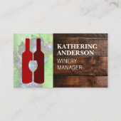 Rote Weinflaschen | Weinglas | Holzwein Visitenkarte (Vorderseite)