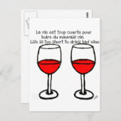 ROTE WEINGLAPPEN MIT FRANZÖSISCHER ENGLISCHQUOTE POSTKARTE (Vorne/Hinten)