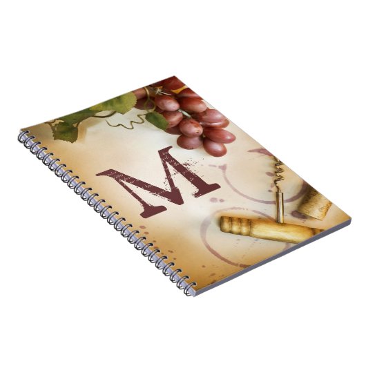 Rote Weintrauben Cork Monogram Erstnotiz Buch (Rechte Seite)
