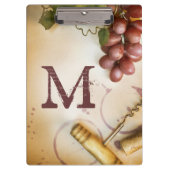 Rote Weintrauben Cork Monogram Initial Clip Board Klemmbrett (Vorderseite)