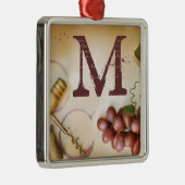 Rote Weintrauben Cork Monogram, Initial Ornament (Rechts)