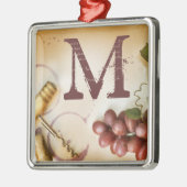Rote Weintrauben Cork Monogram, Initial Ornament Aus Metall (Links)