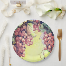 Rote Weintrauben für Weinfeiern Pappteller