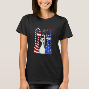 Rote Weiß Blaue Katzen USA-Flagge Feuerwerk 4. Jul T-Shirt