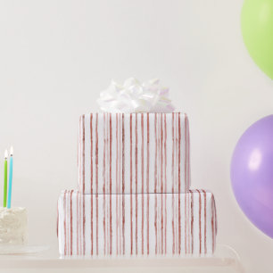 Rote Weiße Abstrakte Streifen Geburtstag Geschenkpapier