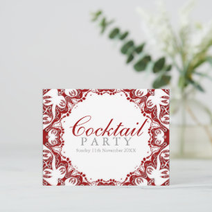 Rote weiße Batik-Geist-Cocktailparty-Einladung Einladungspostkarte