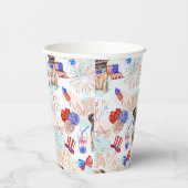 ROTE WEISSE BLAU 4. JULI-GEGENSTÄNDE MIT MOPS HUND PAPPBECHER (Rechts)