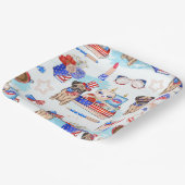 ROTE WEISSE BLAU 4. JULI-PUNKTE PAPPTELLER (Gewinkelt)