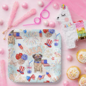 ROTE WEISSE BLAU 4. JULI-PUNKTE PAPPTELLER (Party)