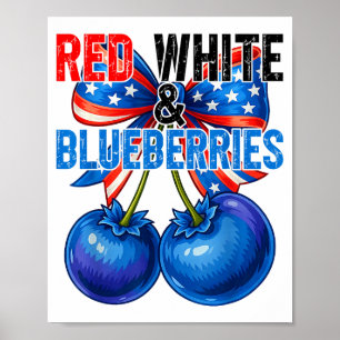 Rote Weiße Blaubeeren Lustig Patriotisch Retro Usa Poster