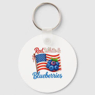 Rote Weiße Blaubeeren Lustig Patriotisch USA-Flagg Schlüsselanhänger