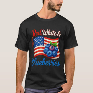Rote Weiße Blaubeeren Lustige Patriotische USA-Fla T-Shirt