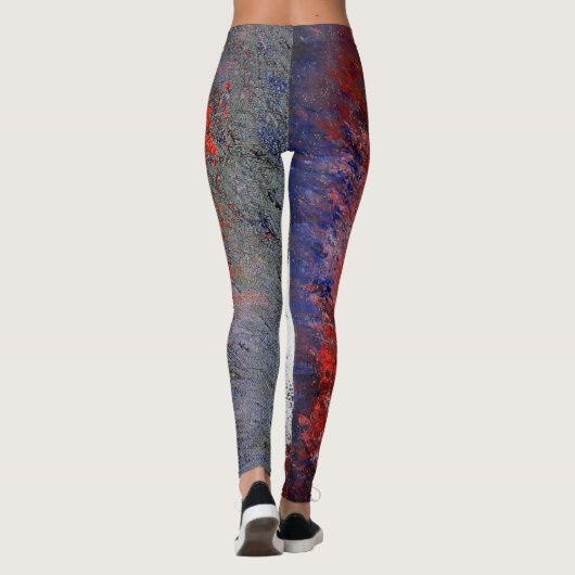 Rote weiße blaue abstrakte Leggings (Rückseite)