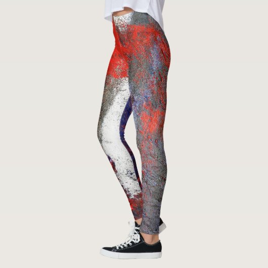 Rote weiße blaue abstrakte Leggings (Links)