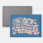 Rote Weiße Blaue Blumen Magnet (Vorderseite/Rückseite)