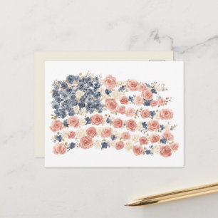 Rote Weiße Blaue Blumen Postkarte