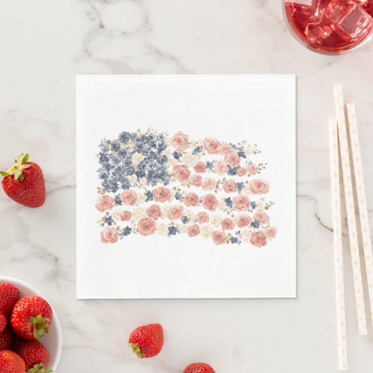Rote Weiße Blaue Blumen Serviette (Beispiel)