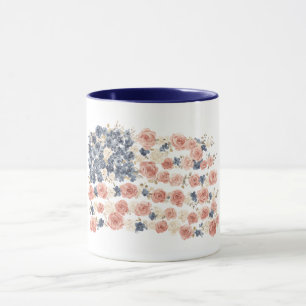 Rote Weiße Blaue Blumen Tasse