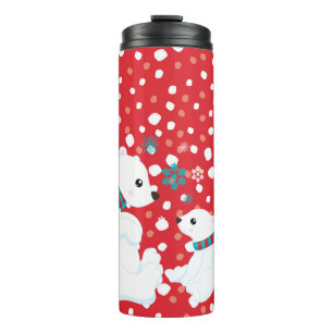 ROTE WEISSE BLAUE FERIENWOHNUNG POLAR BEAR FAMILIE THERMOSBECHER