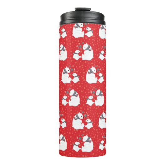 ROTE WEISSE BLAUE FERIENWOHNUNG POLAR BEAR FAMILIE THERMOSBECHER (Vorderseite)