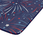 Rote weiße blaue Feuerwerks-Sterne Schneidebrett (Ecke)