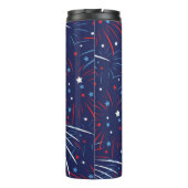 Rote weiße blaue Feuerwerks-Sterne Thermosbecher (Rückseite)