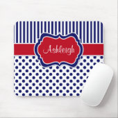 Rote weiße blaue gestreifte Tupfen Mousepad (Mit Mouse)