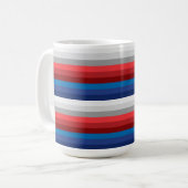 ROTE WEISSE BLAUE GRAY STRIPEN KAFFEETASSE (Vorderseite Links)