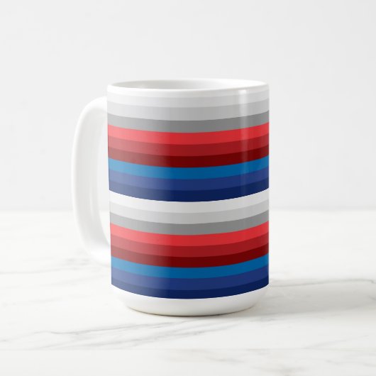 ROTE WEISSE BLAUE GRAY STRIPEN KAFFEETASSE (Vorderseite Links)