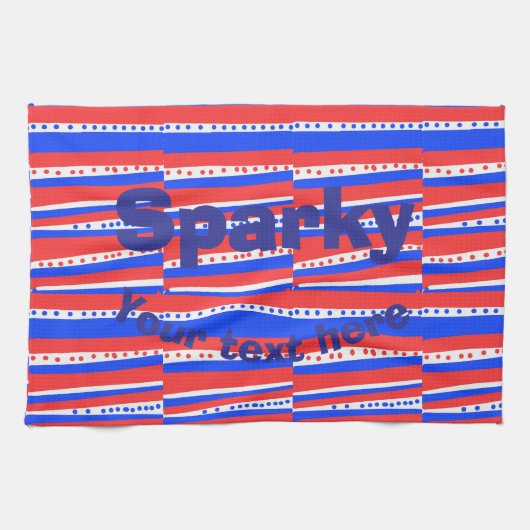 Rote Weiße Blaue Kreise Streifen Geschirrtuch (Horizontal)