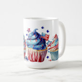ROTE WEISSE BLAUE PATRIOTISCHE KUPCAKEN KAFFEETASSE (VorderseiteRechts)