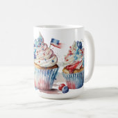 ROTE WEISSE BLAUE PATRIOTISCHE KUPCAKEN KAFFEETASSE (VorderseiteRechts)