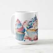 ROTE WEISSE BLAUE PATRIOTISCHE KUPCAKEN KAFFEETASSE (Vorderseite Links)