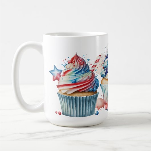 ROTE WEISSE BLAUE PATRIOTISCHE KUPCAKEN KAFFEETASSE (Links)