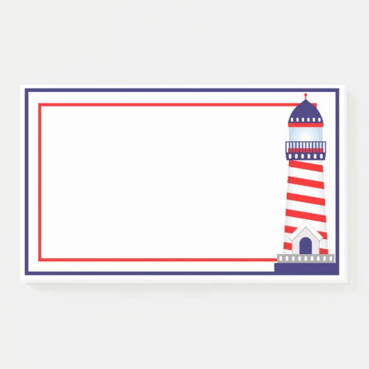 Rote Weiße Blaue Patriotische Leuchtturm-Post-It-N Post-it Klebezettel (Vorderseite)