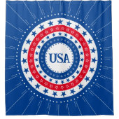 Rote, weiße, blaue Sterne-Initialen oder Monogramm Duschvorhang (Vorderseite)