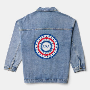 Rote, weiße, blaue Sterne-Initialen oder Monogramm Jeansjacke