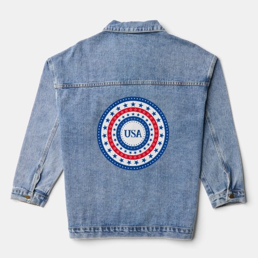 Rote, weiße, blaue Sterne-Initialen oder Monogramm Jeansjacke (Rückseite)