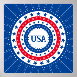 Rote, weiße, blaue Sterne-Initialen oder Monogramm Poster