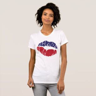 Rote Weiße Blaue Sterne Streifen 4. Juli KUSS LIPP T-Shirt