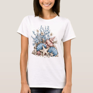 ROTE WEISSE BLAUE TROPISCHE MEERESSCHNECKEN & PFLA T-Shirt